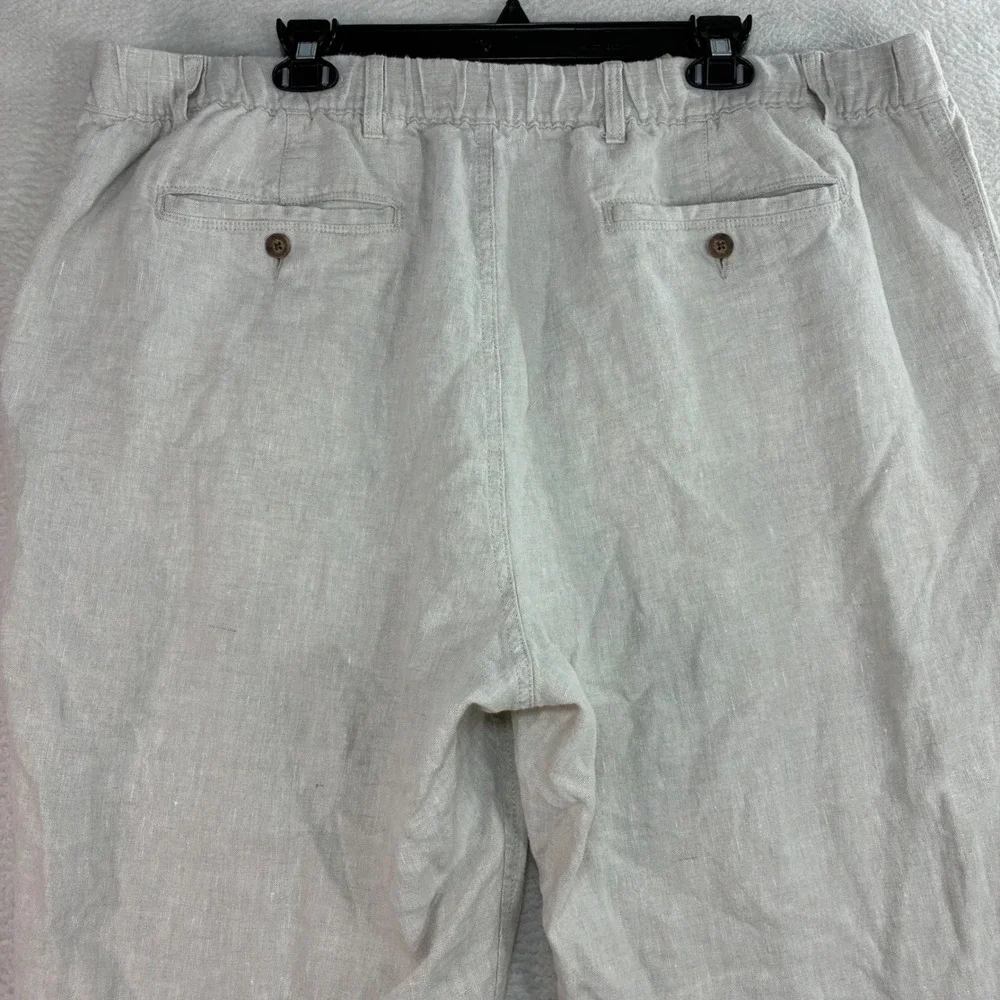 Caribbean Linen Pants Men 44x30 Beige Relaxed Drawstring Beach Coastal Summer